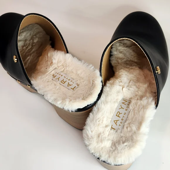 Taryn Rose Black Mules with Platform Sole and Plush Lining Sz 7.5 - Picture 5 of 10